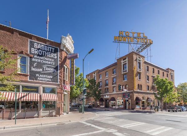 Historic city center of Flagstaff, Arizona, USA